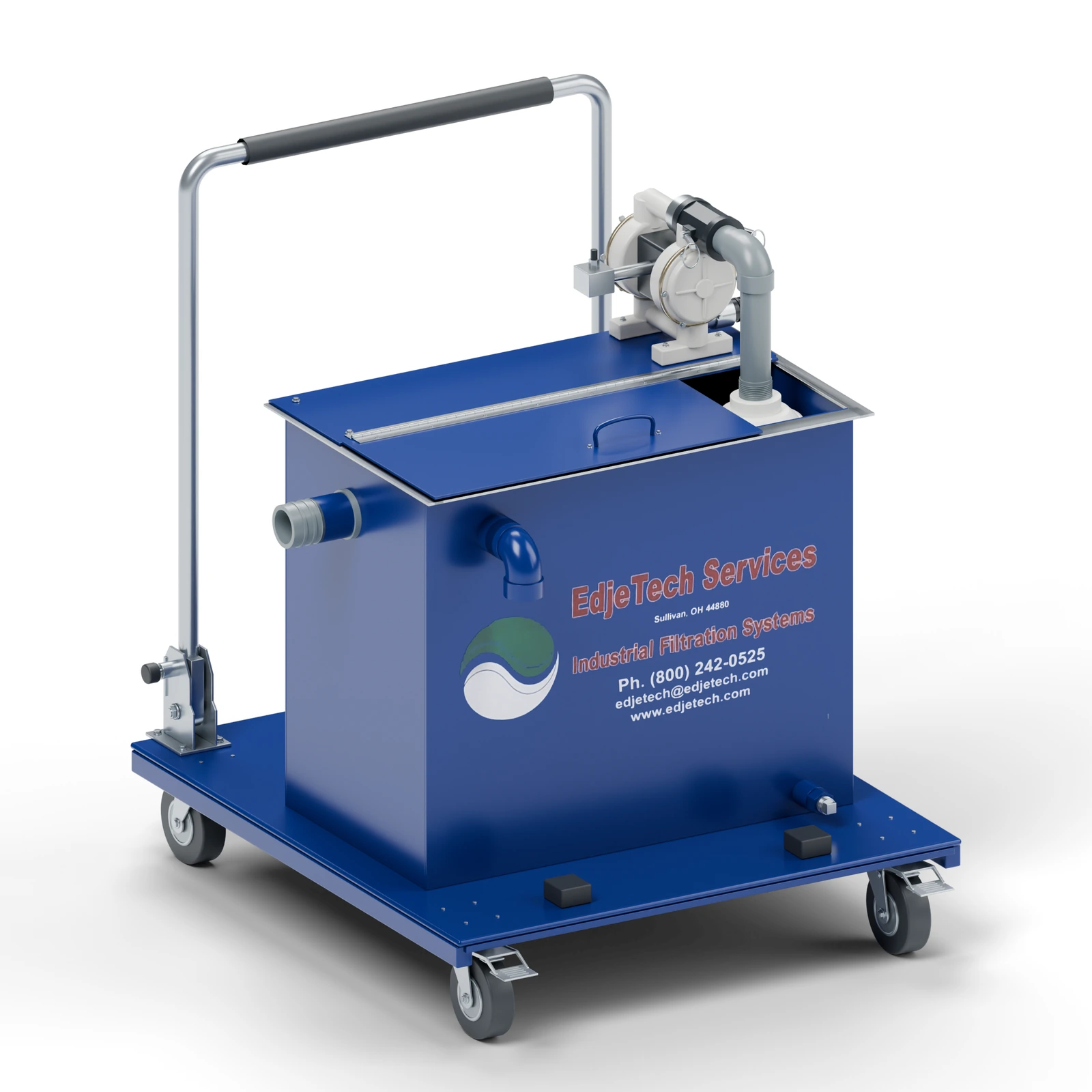 T.O.S.S. T1 portable tramp-oil separator on the optional folding cart.